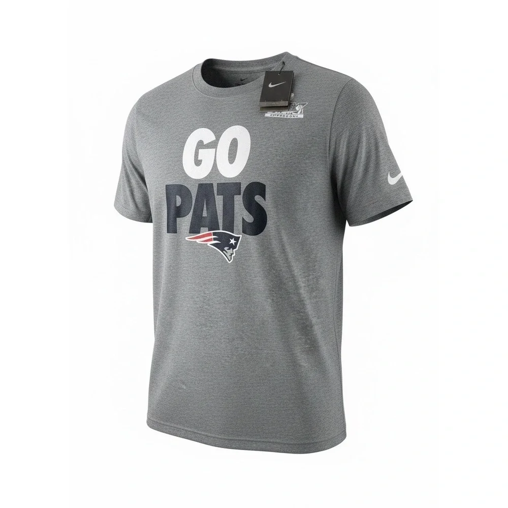 Nike New England Patriots Super Bowl LII Go Pats T-Shirt Mens XL Gray NFL Tee